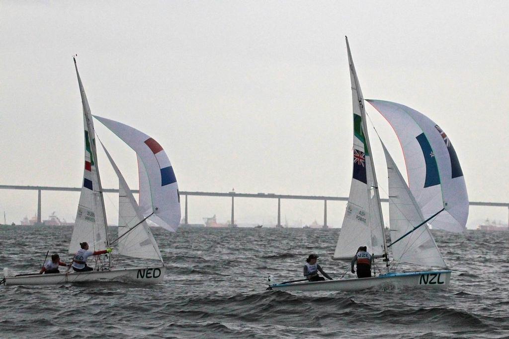 New Zealand leads Netherlands - Race 2 - Day 3, 2016 Olympic Regatta © Richard Gladwell www.photosport.co.nz